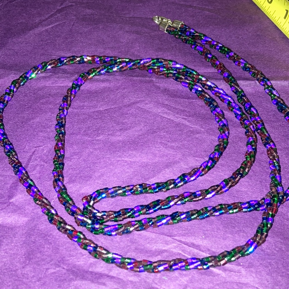 Vintage glass bead opera length necklace